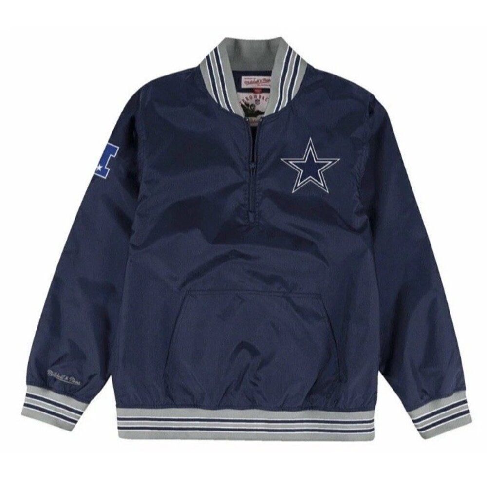 Mitchell & Ness Throwback Mens Small Dallas Cowboys 1/4 Zip Pullover Jacket NWT
